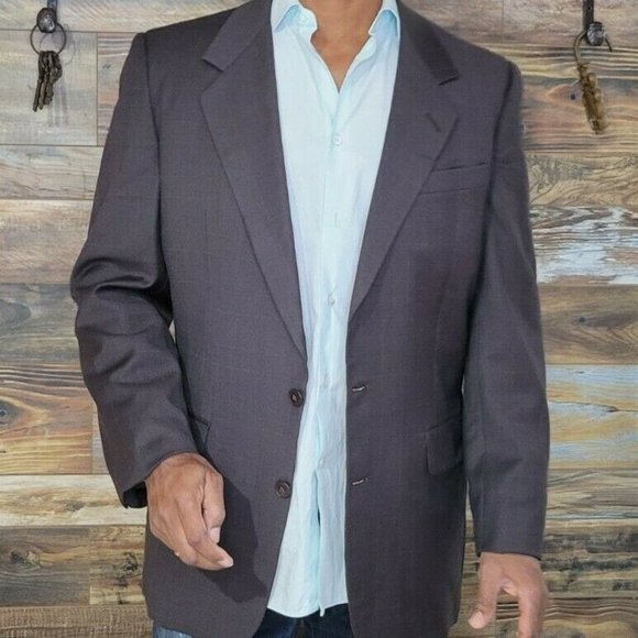 Gieves & Hawkes Savile Row London Lazarus Wool Brown Check Blazer Jacket 42L - Picture 6 of 7